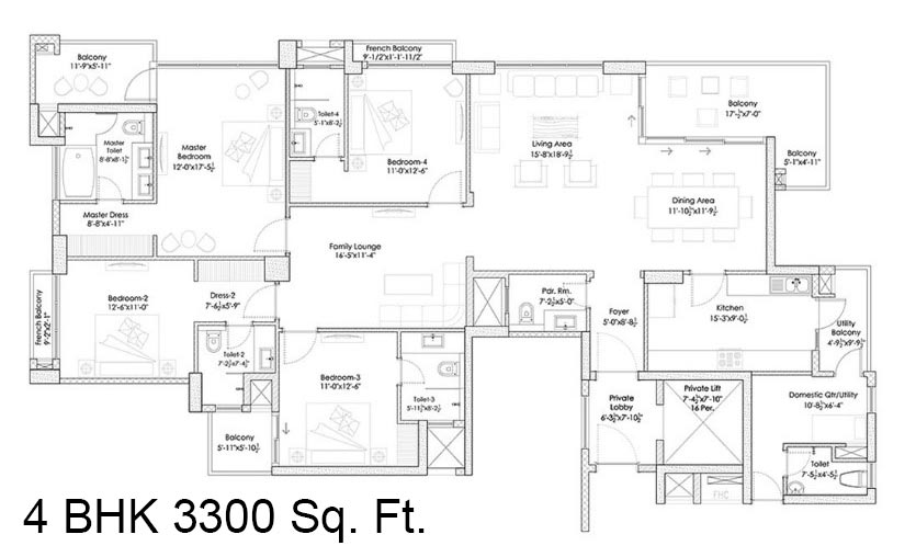 Silverglades High 4 BHK 3300 sqft Floor Plan